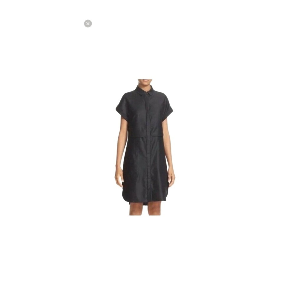 Rag & Bone Black Collared Shirt Dress Short Sleeve Button Up Back Cut Out XS